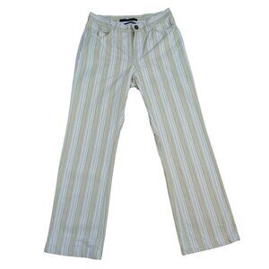 Weekend Max Mara Yellow & White Striped Wide-Leg Pants Size 4 Cotton Italy.
